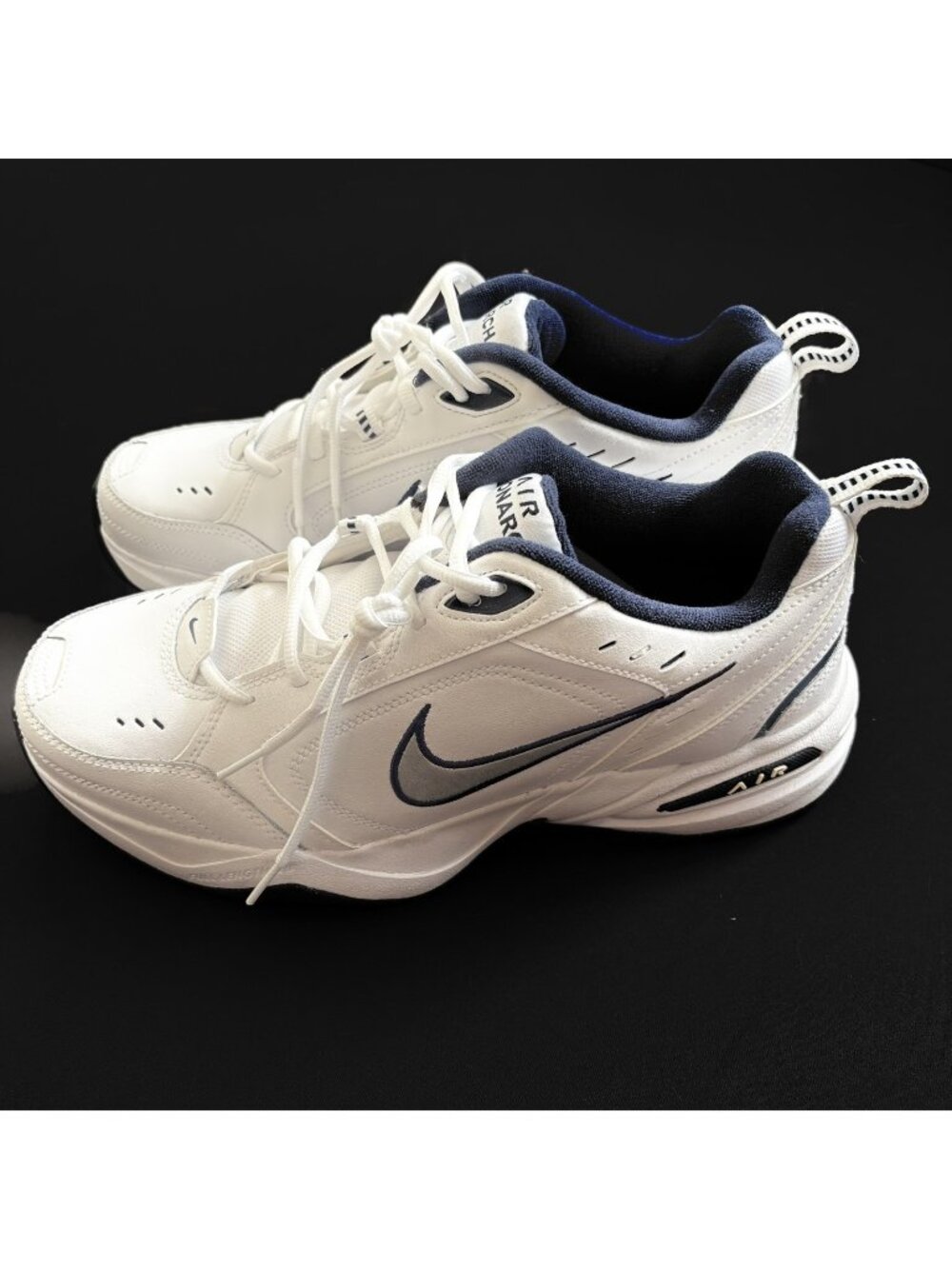 Nike Air Monarch IV Men’s 12 Low Top White/Navy Lace Up New 415445-102